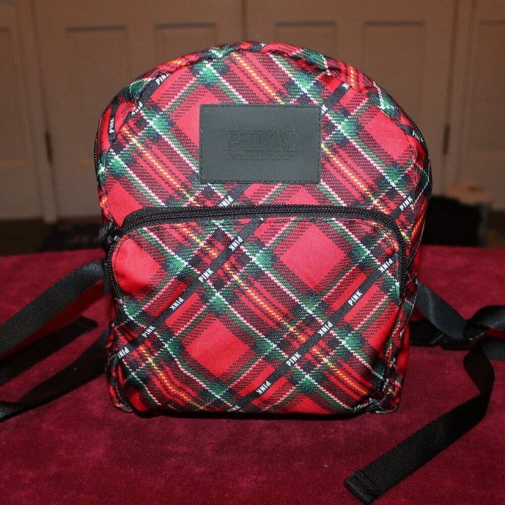 Victoria's Secret Pink Red Plaid Holiday Mini Backpack